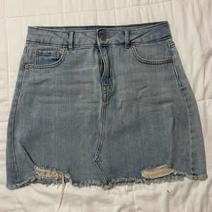 Light wash denim skirt - slightly destroyed